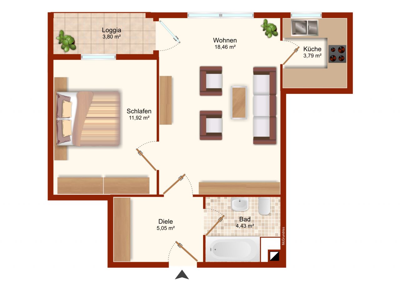 Reserviert - Hübsche kleine 2-Zi.-Wohnung inklusive EBK & Balkon in ruhiger, grüner Wohnlage