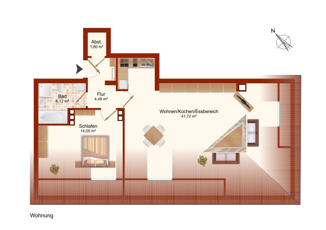 VERKAUFT - Helle 2 Zimmer Wohnung mit KFZ-Stellplatz!