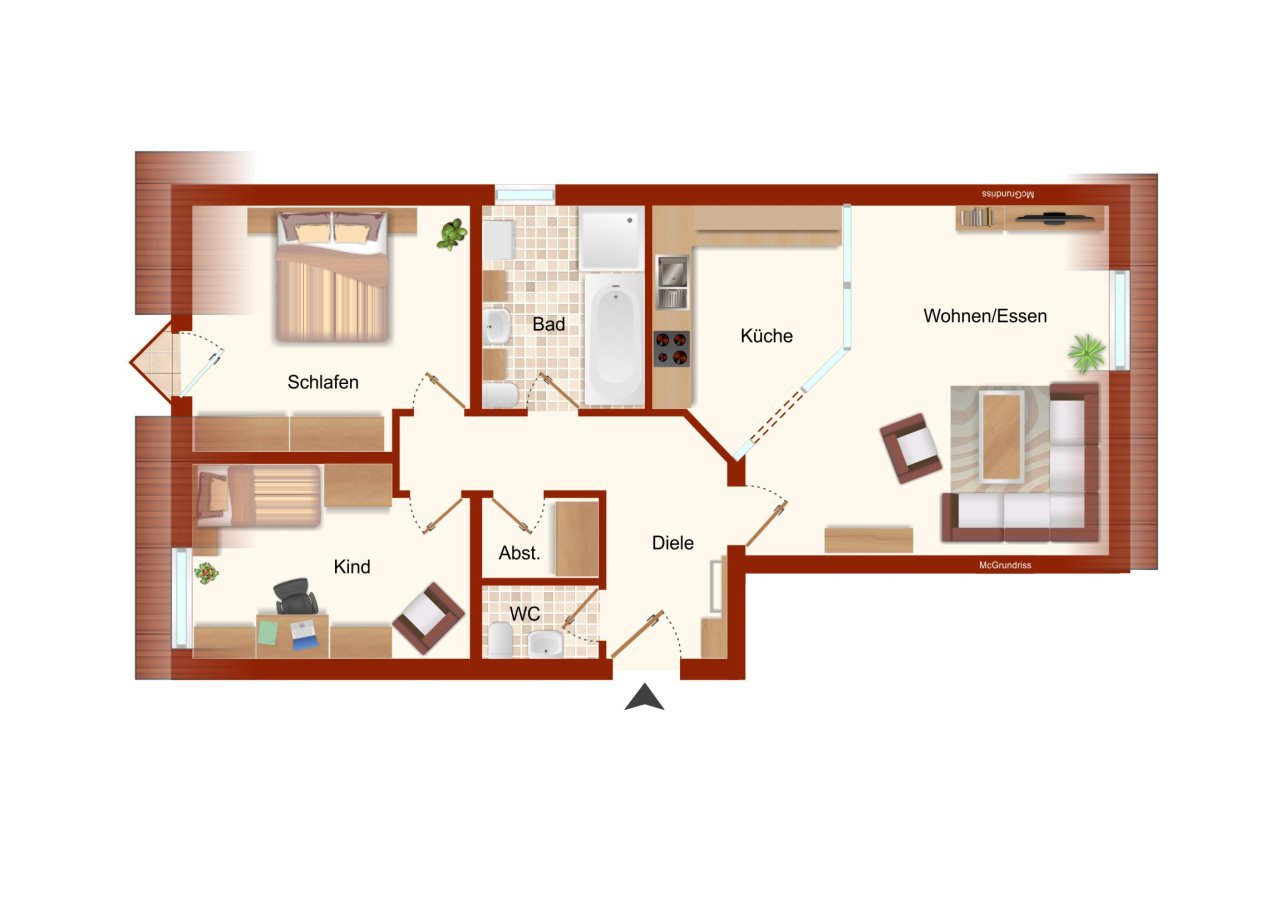 VERKAUFT - Freundliche 3-Zimmer-Wohnung mit attraktivem Grundriss, Baujahr 1998!
