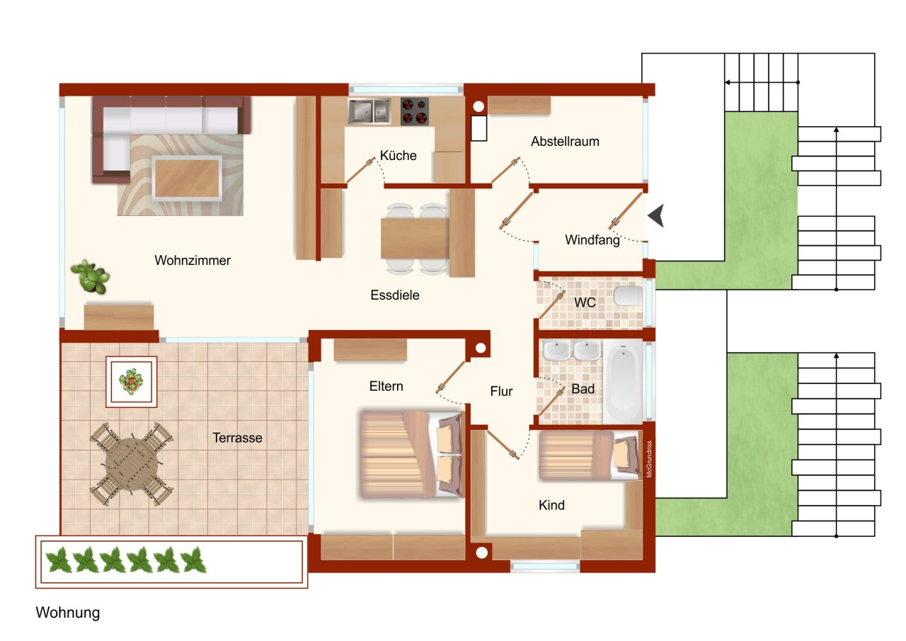 Herrliche Penthouse-Wohnung mit 26 m² Dachterrasse & Gartenanteil & Garage in beliebter Stadtrandlage