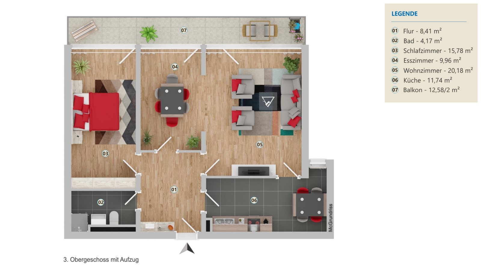 VERKAUFT - Altersgerechte 3-Zimmer-Wohnung mit großem Balkon inkl. TG-Stellplatz & Fahrstuhl im Haus