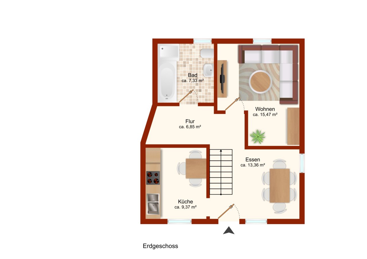 Grundriss Wohnhaus DHH EG rechts