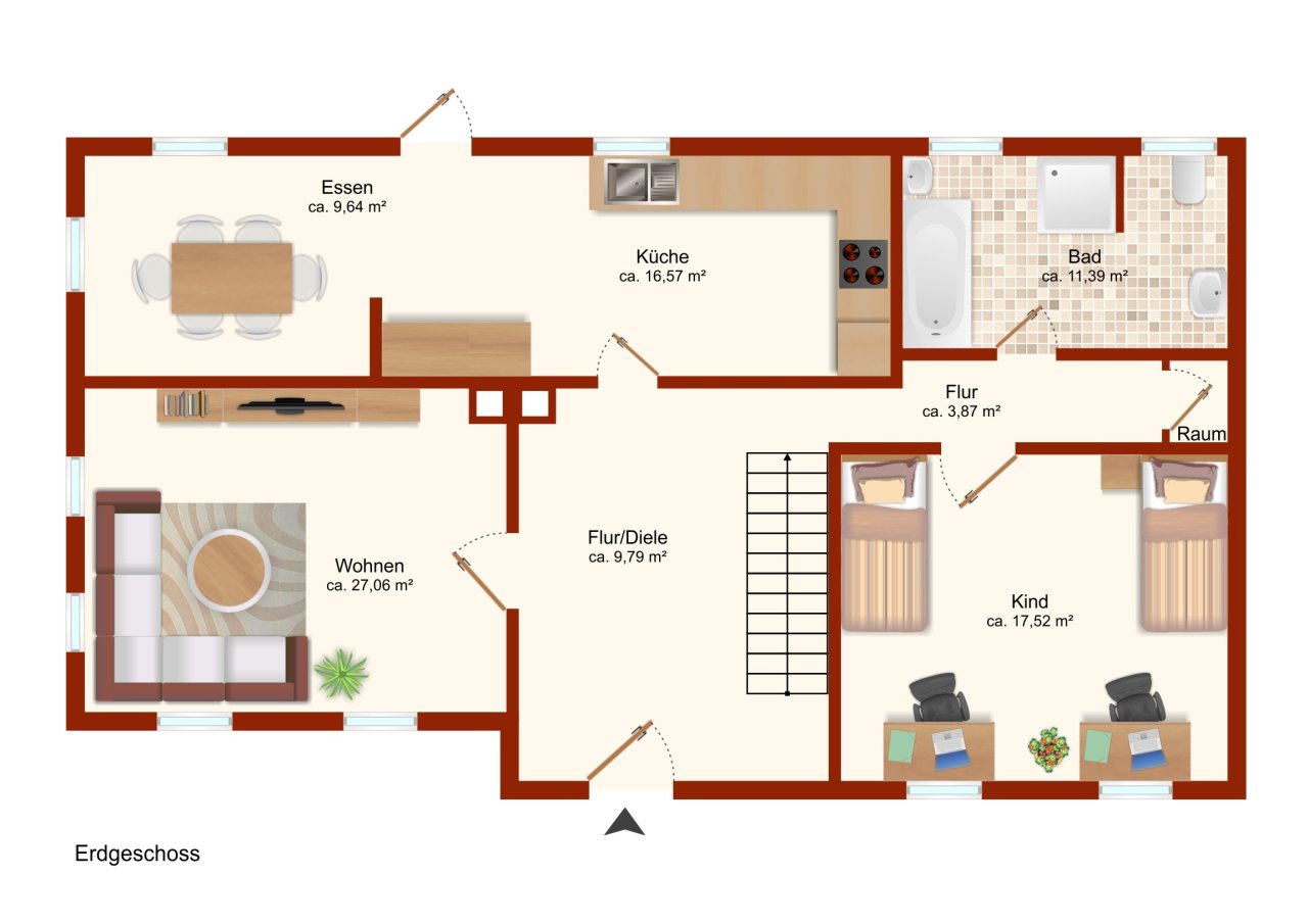 Grundriss Wohnhaus DHH EG links
