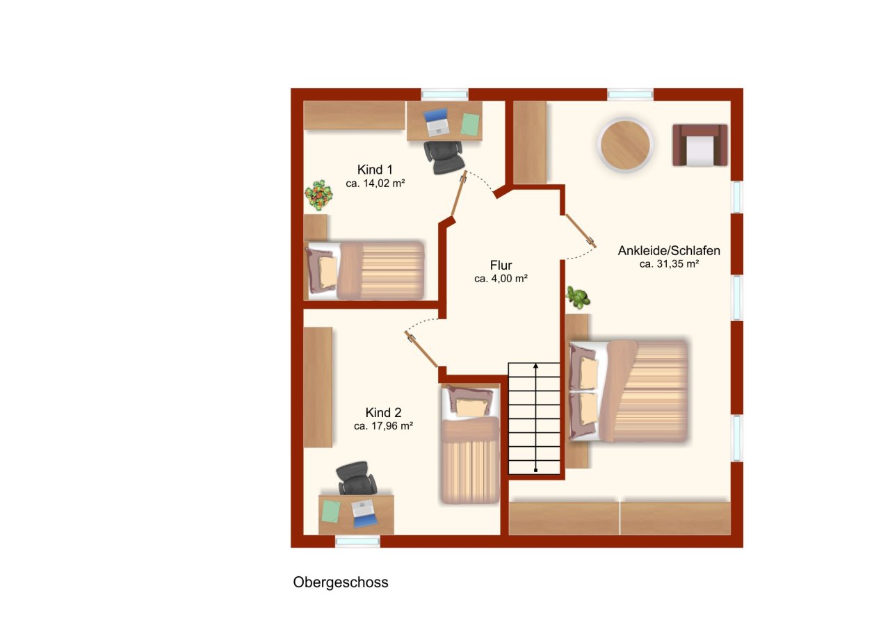 Grundriss Wohnhaus DHH OG rechts