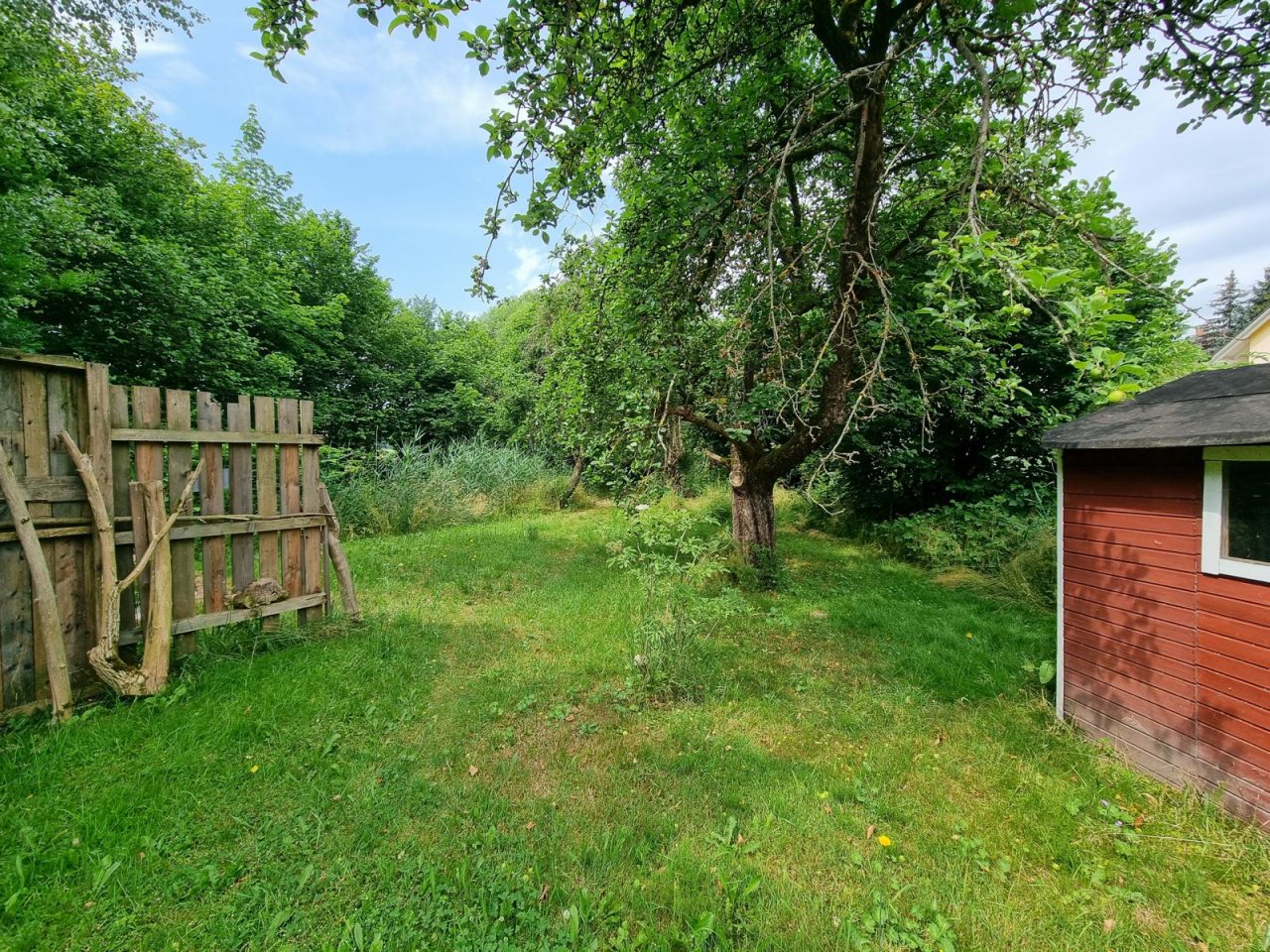 Garten mit Gartenhütte