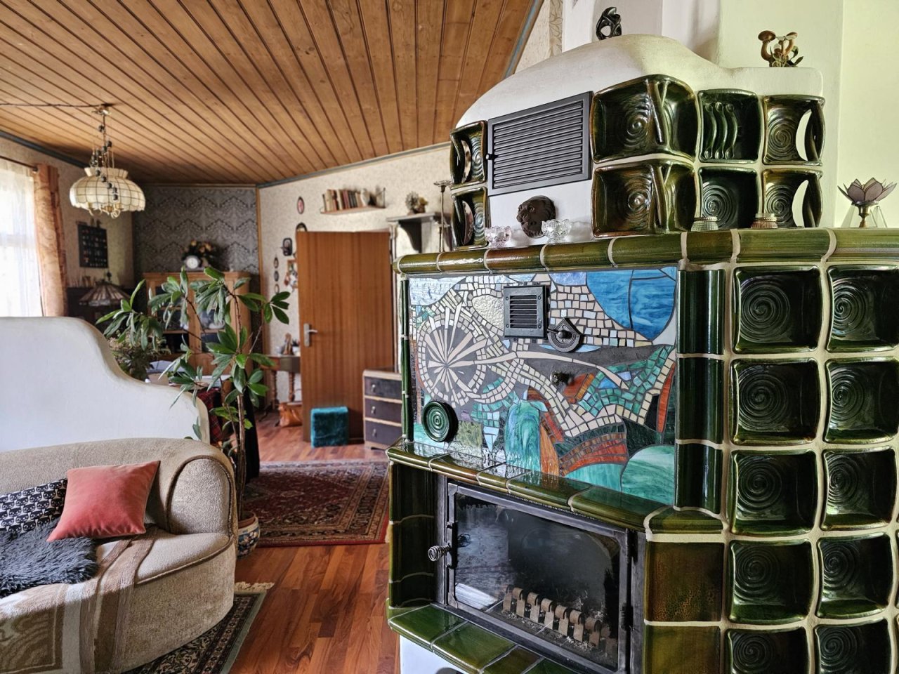 Wohnen-Essen mit Kachelofen